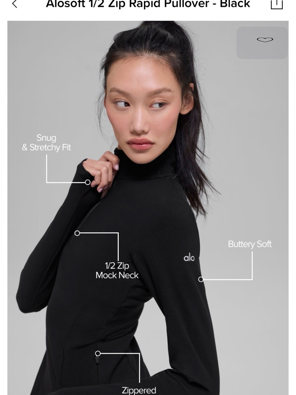 ALO Yoga Black Half-Zip Bomber Jacket